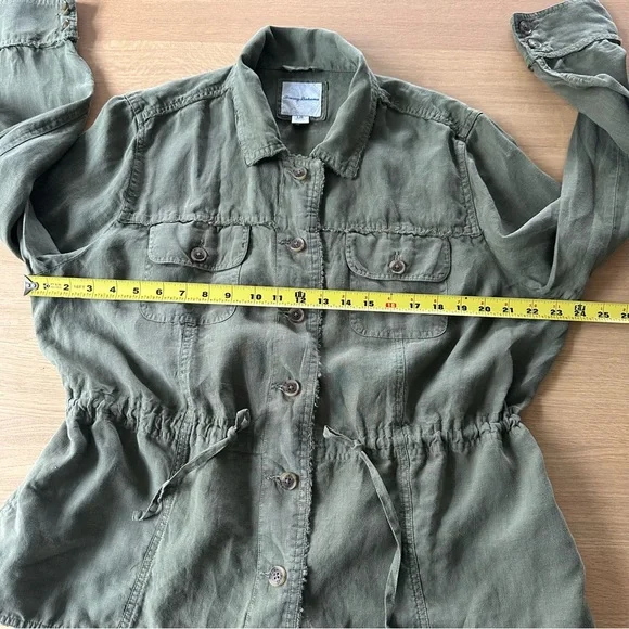 Tommy Bahama Two Palms 100% Linen Raw-Edge Utility Jacket Green Coastal Beach - Picture 11 of 14